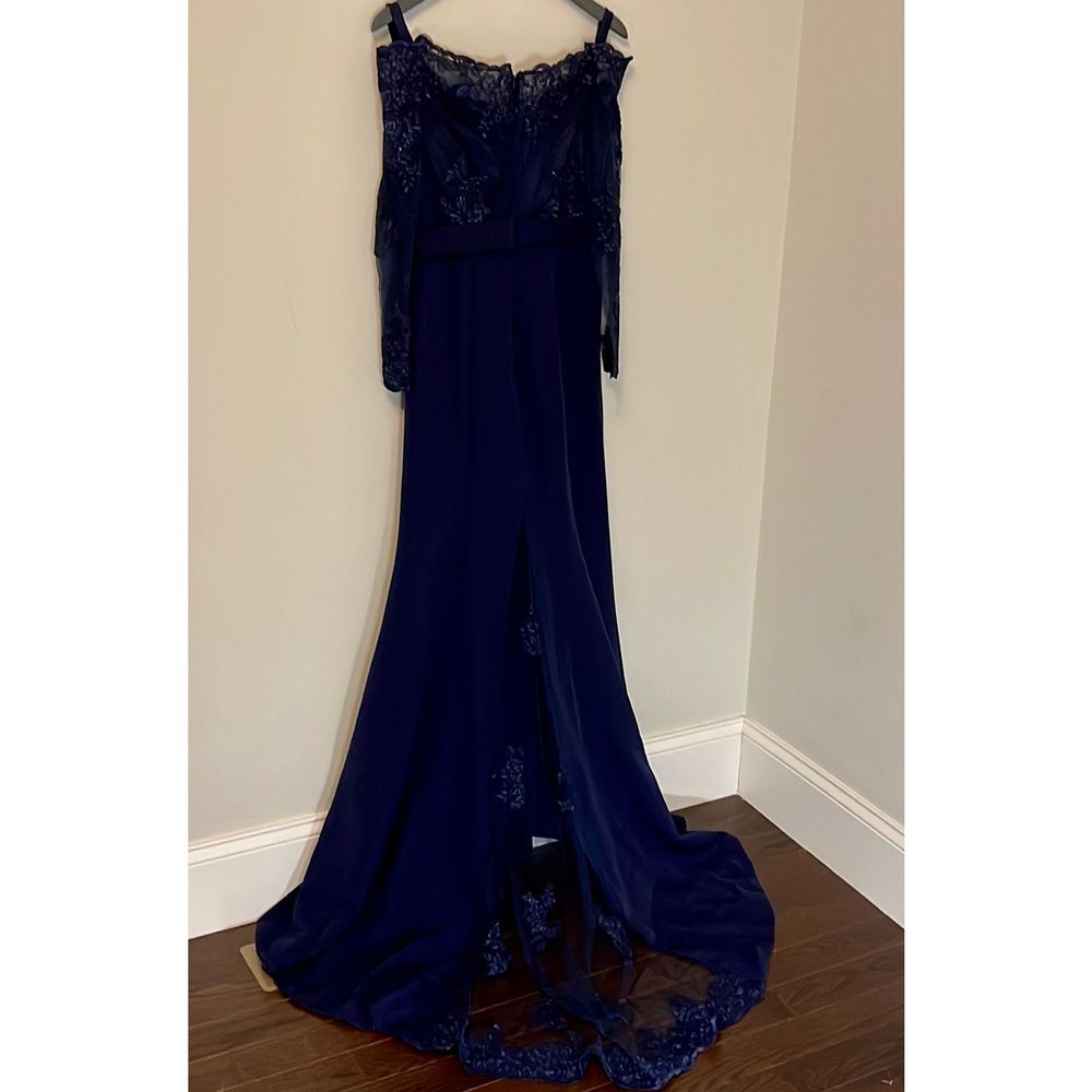 Hebeos Women's Formal Dress Mermaid Lace Bridesmaid Gown Navy Blue Size 8-10